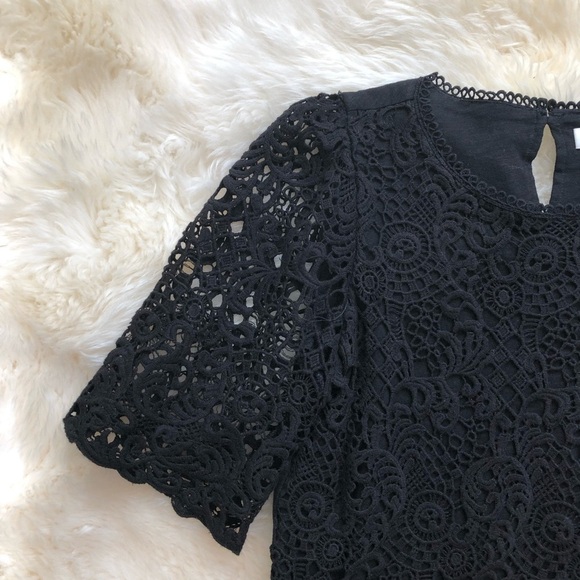 Anthropologie Eri + Ali Suzy Lace Black Top XS - Picture 4 of 6